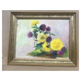 Painting of flowers on board