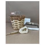 Leather ware wallet, brush and basket
