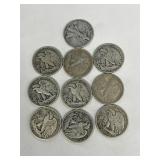 (10) silver half dollars