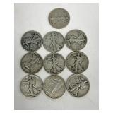 (10) silver half dollars