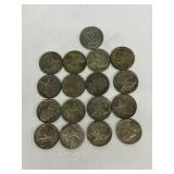 (17) 1943 and 1945 silver war time nickels