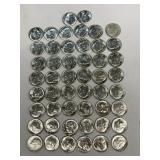 (50) uncirculated 1964 Silver dimes
