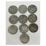 (10) silver half dollars