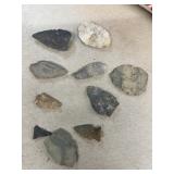 Indian artifact arrowheads