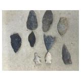 Indian artifact arrowheads