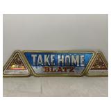 Blatz beer cardboard sign