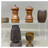 Wooden salt and pepper, shakers, miniature,