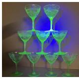 (9) uranium wine glasses