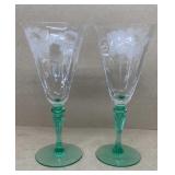 Tiffin glass water goblets *flying nun* etched