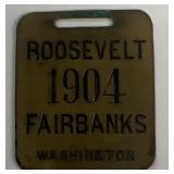 1904 Roosevelt and Fairbanks watch fob tag
