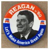 Reagan ï¿½80 political button