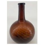 Zanesville Amber Globular Bottle 30 Swirled Rib 8"