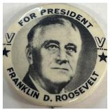 Franklin Roosevelt, political button