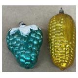 Corn and grape Christmas ornaments vintage