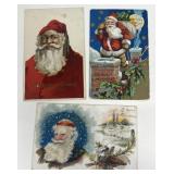 (3) Early Santa Claus Christmas postcards