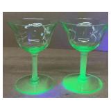 (2) uranium glass cordials