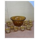 Carnival glass Punchbowl set