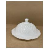 Milk, glass butter dish