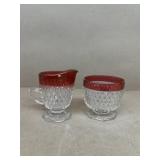 English hobnail, cranberry top cream and sugar