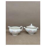 Eggshell creamer and sugar dish