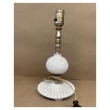 Milk glass hobnail lamp