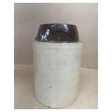 Brown tan stoneware jar