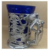 Cobalt blue nude handled cup