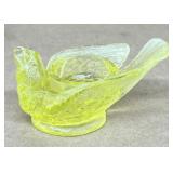 Uranium glass bird candle holder
