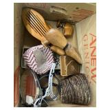 Shoe stretchers near basket miscellaneous