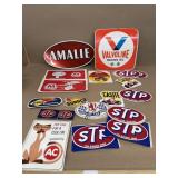 Vintage gasoline, advertising stickers and decals