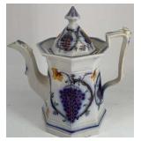 GAUDY WELSH TEAPOT, grape pattern