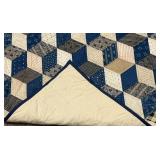 Quilt, Early Blue & White, Diamond Pattern