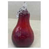 Glass pear paperweight