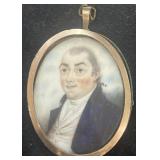 Early Portrait on IVORY in locket  w/ 8k gold rim