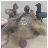 Folk art chicken toy wooden