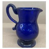 Cobolt blown glass pitcher vintage