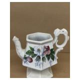 Ironstone hand-painted PITCHER has damage on spout