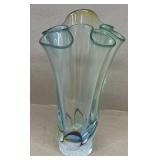 Ruffled art glass paperweight vase