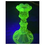 Uranium glass candle stick holder