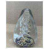 Art glass swirl bubble paperweight
