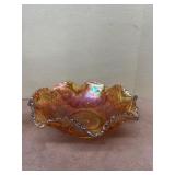 Marigold Carnival glass bowl
