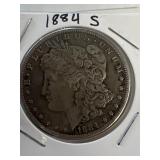 1884 S Morgan silver dollar