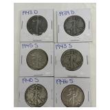 (6) liberty silver half dollars