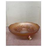Carnival glass footed bowl