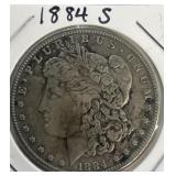 1884 S Morgan silver dollar