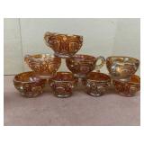 Carnival glass Marigold pattern tea cups