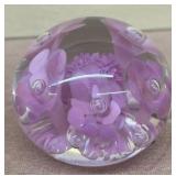 Joe Rice, pink flower bubble paperweight