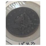 1833 large cent coin