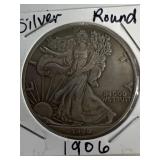 1 ounce 1906 silver round liberty coin