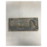 Canada five dollar bill 1954